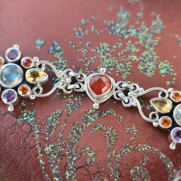 Nicky Butler 925 Sterling Silver Carnelian Labradorite Designer NB Bracelet 8"✨️ - Picture 2 of 16